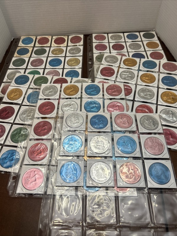 1969-1993  Krewe Of Pandora Mardi Gras Aluminum Doubloons Lot Of 120 All Differ