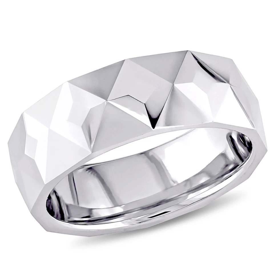 Anillo de banda facetada de tungsteno Amour