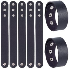 12PCS 8.98 X 0.98 Inch PU Leather Bracelet Blanks Adjustable Plain Wristband Bul