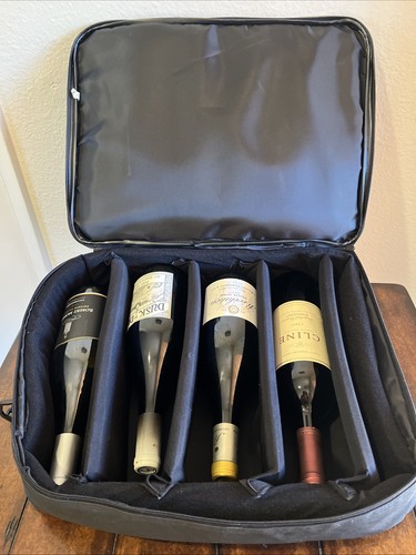 Wine Carrying Bag. Black. Holds 4 Bottles Handle And Shoulder Strap - Picture 3 of 10