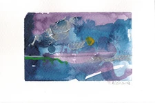 Blue Hour Abstract Painting Original Art Night Landscape, Acrylic on Paper 4x6”