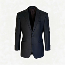 Brooks Brothers Men s Black Wool Herringbone Suit Jacket 2-Button Notch 42L