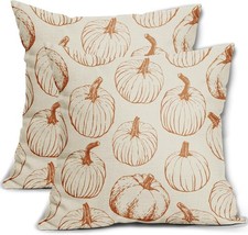 Fall Pillow Covers 18x18 Set of 2 18 x 18 Pack 1 , Burnt Orange Cream