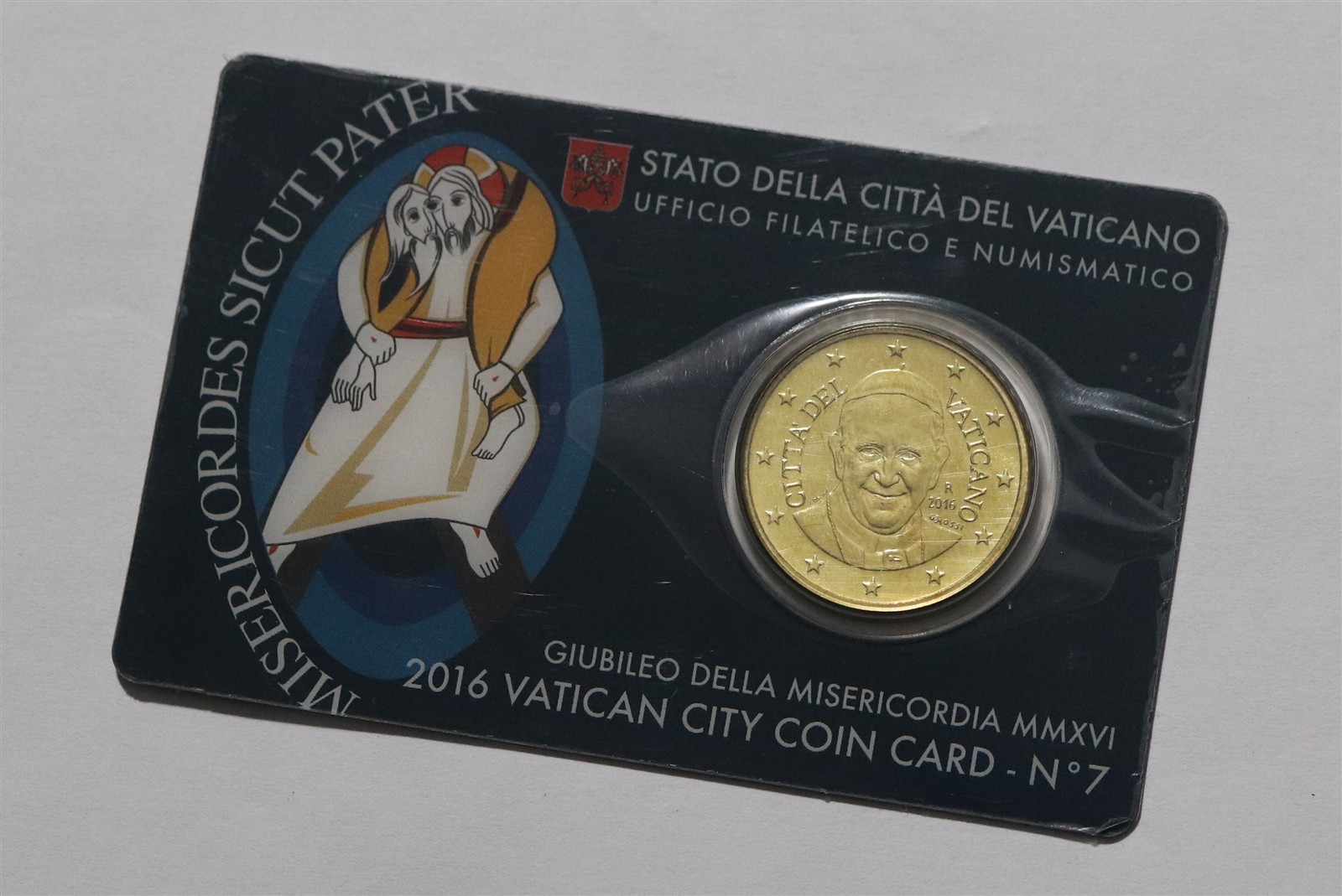 🧭 🇻🇦 VATICAN 50 CENTIMES D'EURO 2016 COIN CARD NR. 7 JUBILEE B89 CG19