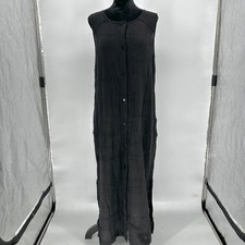 NEW Dotti Talbots Black Button Up Maxi Sleeveless Dress Lightweight Pockets L