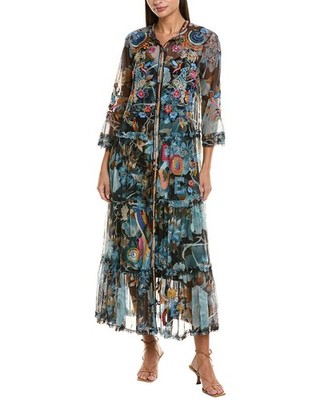 johnny was embroidered midi dress Camellia Mandarin Collar Midi Dress