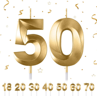 Geburtstagskerzen Zahlen 50,3D Gold Geburtstagskerzen,Kerzen Geburtstag Zahl 50,