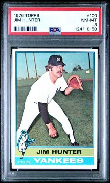 PSA 8 1976 TOPPS 100 JIM HUNTER
