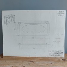 Original Pencil Prepatory Engineering Drawing Design Woodwork Wash Stand Desk