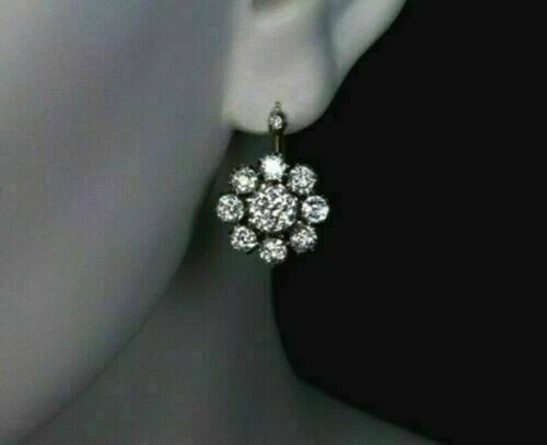 3.55Ct Art Deco Vintage Style CREATED Diamond Engagement White Finish Earrings - Image 2 of 4