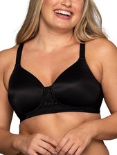 Vanity Fair Full Figure Beauty Back Smoother Wireless Bra Black Sz 44C 71380