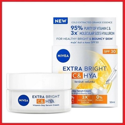 NIVEA Extra Bright C&HYA Vitamin Day Serum Facial Cream SPF30 Orange  Essence50ml