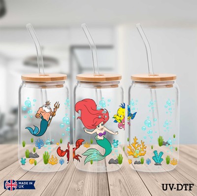 Kleine Meerjungfrau UV DTF Aufkleber - 16oz Libbey Dose Glasfolie yd270