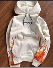 Palm Angels Flames Hoodie Cream Size- Large Brand New With Tags