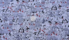 100 Cotton - Playful Pups With Bones- So Cute - By the Yard