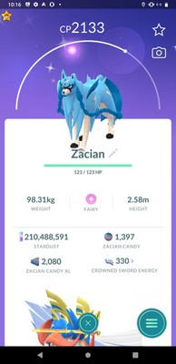 Pokémon Shiny Zacian | PTC Go