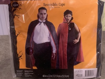 Halloween Reversible Cape Wal-Mart New One Size Black & Red 48''x22'' 