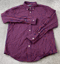 Abercrombie Fitch Button Up Shirt Men's M Red Blue Check Cotton Long Sleeve