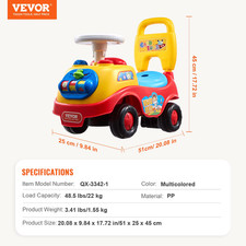 Toddler Ride on Push Car Sit to Stand Kids Ride on Toy Car with Music Steering W
