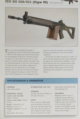 SIG SG 550 551 Gun Picture Out of Print Original Info Detail Sheet Article 