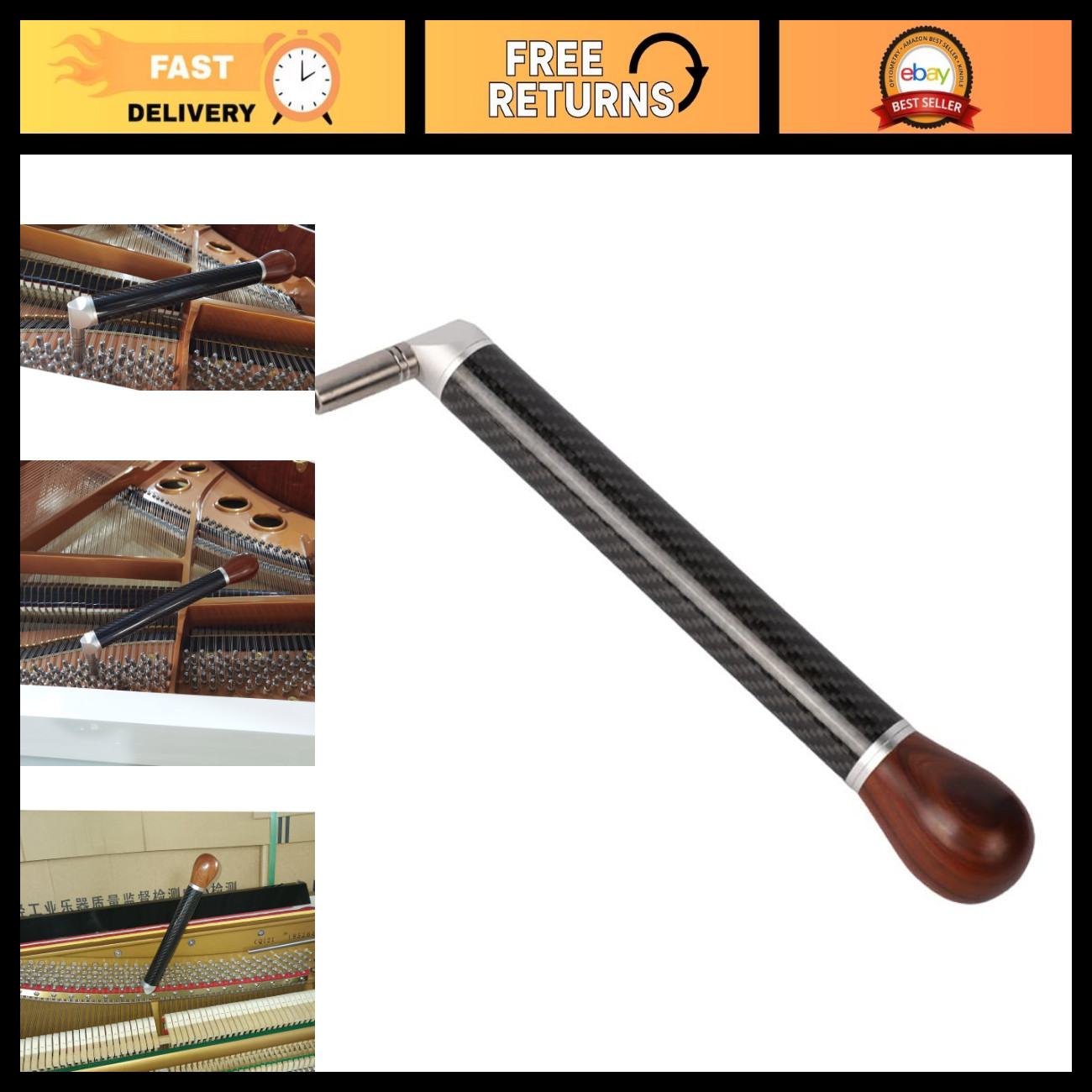Ultralight Piano Tuning Tools - Carbon Fiber Wrench for Upright & Grand Pianos