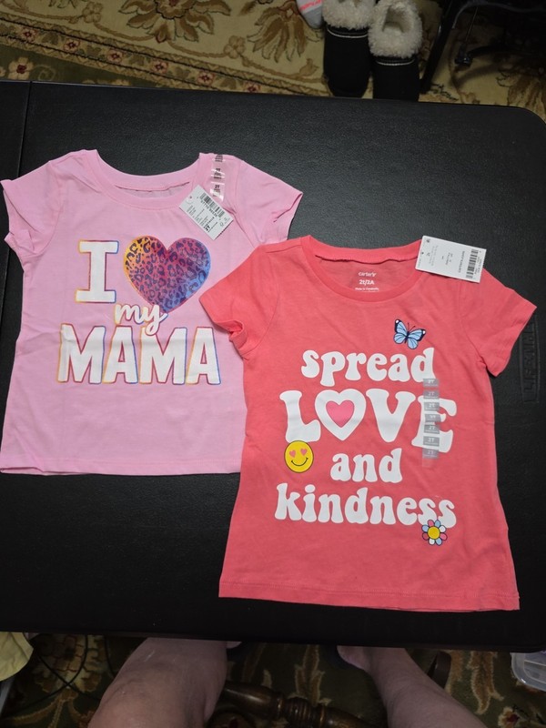 New Girls Sz 2T LOVE MAMA & SPREAD. LOVE Lot Of 2 Tshirts