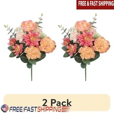 23 Artificial Flower Bouquet Peony Dahlia Eucalyptus Home Decor Centerpieces DIY