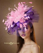 Kentucky Derby Hat Royal Ascot Fascinator Hat Purple Off White Hat Del Mar Hat