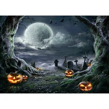 SJOLOON Halloween Backdrop for Photography Horror Background Scary Pumpkin Moon