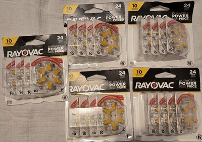 120 cells x Rayovac Extra Hearing Aid 10 Size batteries * Zinc air * 0% Mercury