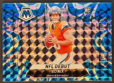 Bo Nix 2024 Panini Mosaic #271 NFL Debut Reactive Blue Rookie RC Denver Broncos