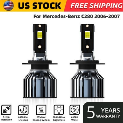 For Mercedes-Benz C280 2006-2007 H7 LED Headlight Bulbs Kit High/Low Beam 6000K