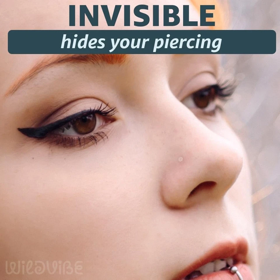 Tachuelas de nariz transparentes 18G para trabajo - Anillos de nariz transparentes en forma de L retenedores de perforación - Bi Foto 4 de 4