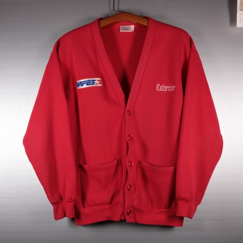 Vintage American Eagle Cardigan Women's XL Red Embroidered Catherine AAFES - 第 1/9 張圖片