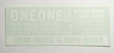 HO Scale Decal Ohio North Eastern Crab Creek & Ohio River ~ TS