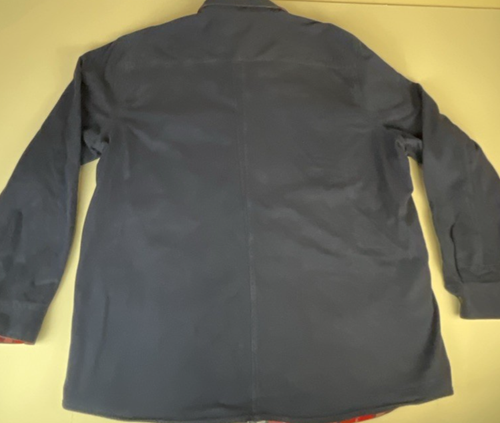 Lands End Chore Jacket Mens Size XL Dark Blue Field Barn Flannel Lined Red Blue - Picture 4 of 6