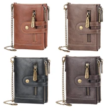 Men's RFID Blocking Wallet Leather Coin Purse Credit Card Holder Zipper Wallet