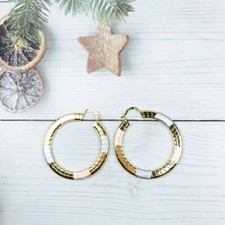 18k Layered Real gold filled Round Hoop Earring Multi colors 50mm