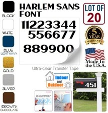 Mailbox Address locker Numbers Decal Sticker Window Door Wall Sign, HARLEM SANS