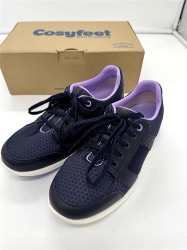 Cosyfeet Womens Trainer Viva Wide Fit 6E Width Navy Lilac UK Size 4 Extra Room - 第 1/8 張圖片