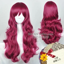 Akatsuki no Yona Princess Beautiful Long Wavy Dark Red Cosplay Wig Hair