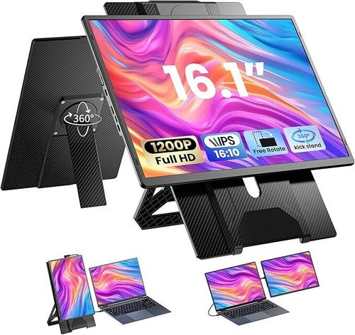 Enzion Laptop Screen Extender 16.1" - 1200P FHD - Portable Monitor for Travel