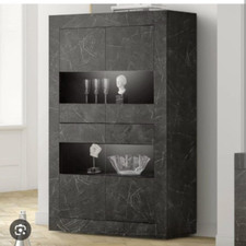 Vetrina Basic 4-door display cabinet in black marble W.102 D.43 New xmas gift