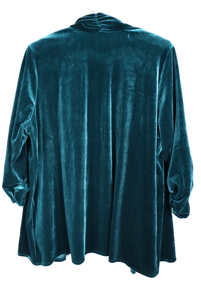 SUSAN GRAVER Women's Polyester Velvet Twinset Jacket Tank Top Emerald Green 1X - Image 2 of 4
