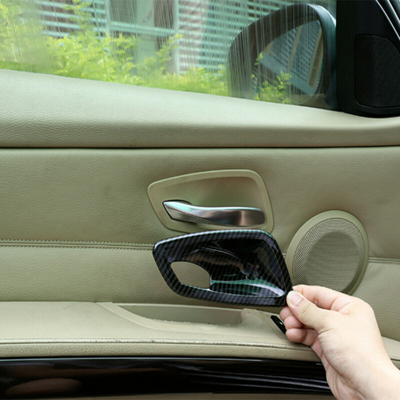 Carbon Fiber Interior Door Handle Bowl Cover Trim For BMW E90 E92 E93