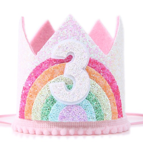 Birthday Rainbow Girl Crown Birthday Hat for Event Party Supplies Photo Props