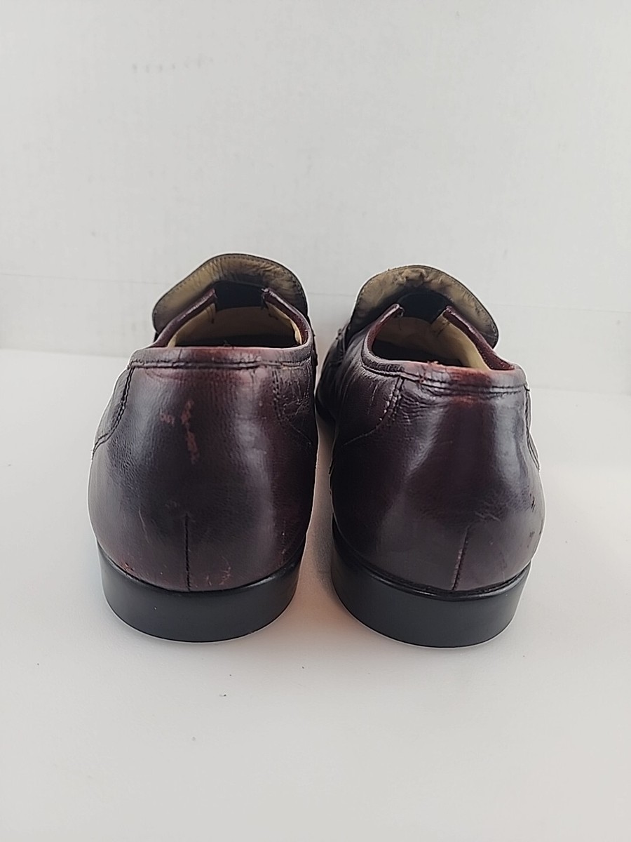 Bostonian Men\'s Italian Made Brown Leather Upper Slip on Oxford Flats Size: 8.5M Bostonian Split Toe Apron Oxfords Mens Brown Leather Dress  main image 2