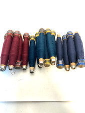 Wood Quills Wrapped Bobbins, Spools, Wooden Threaded, Textile, lot of 18: