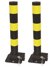 2 Streetwize Folding Robust Security Parking Post Driveway Bollard + Lock & Key
