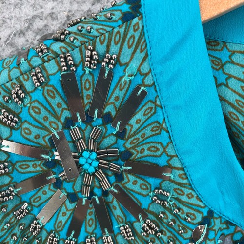 Soft Surroundings Blazer Womens Medium Blue Floral Beads Embellished 3/4 Sleeve* - Picture 7 of 13